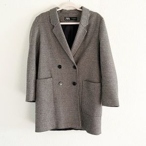 Zara Checkered Brown Blazer Jacket size S